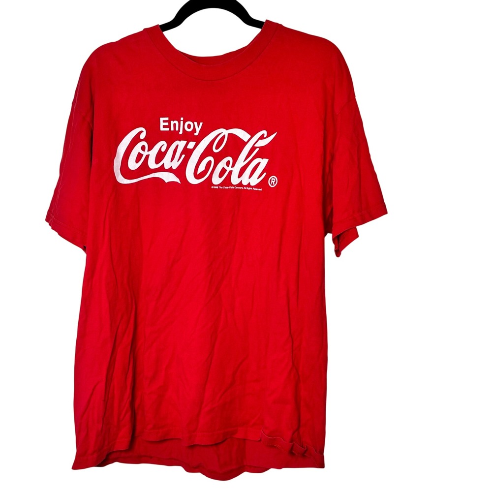 Vintage 1998 Coca-Cola T Shirt Hanes Heavyweight Red Graphic XL Mens‎ Retro 90s